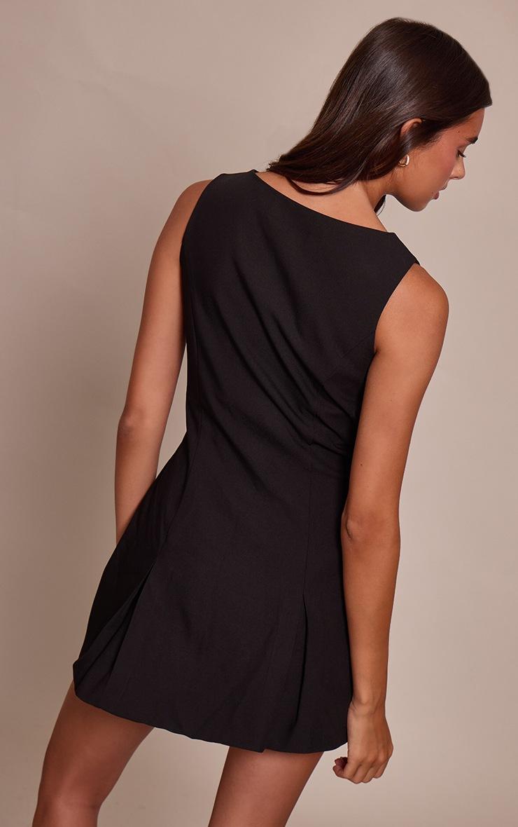 Pretty Little Thing Black Abstract Button Pleated Shift Dress
