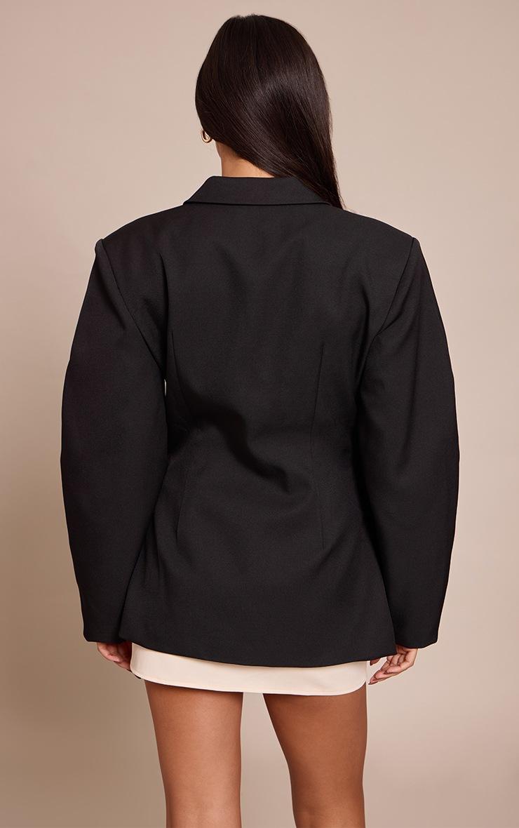 Pretty Little Thing Black Asymmetric Detail Cocoon Sleeve Blazer