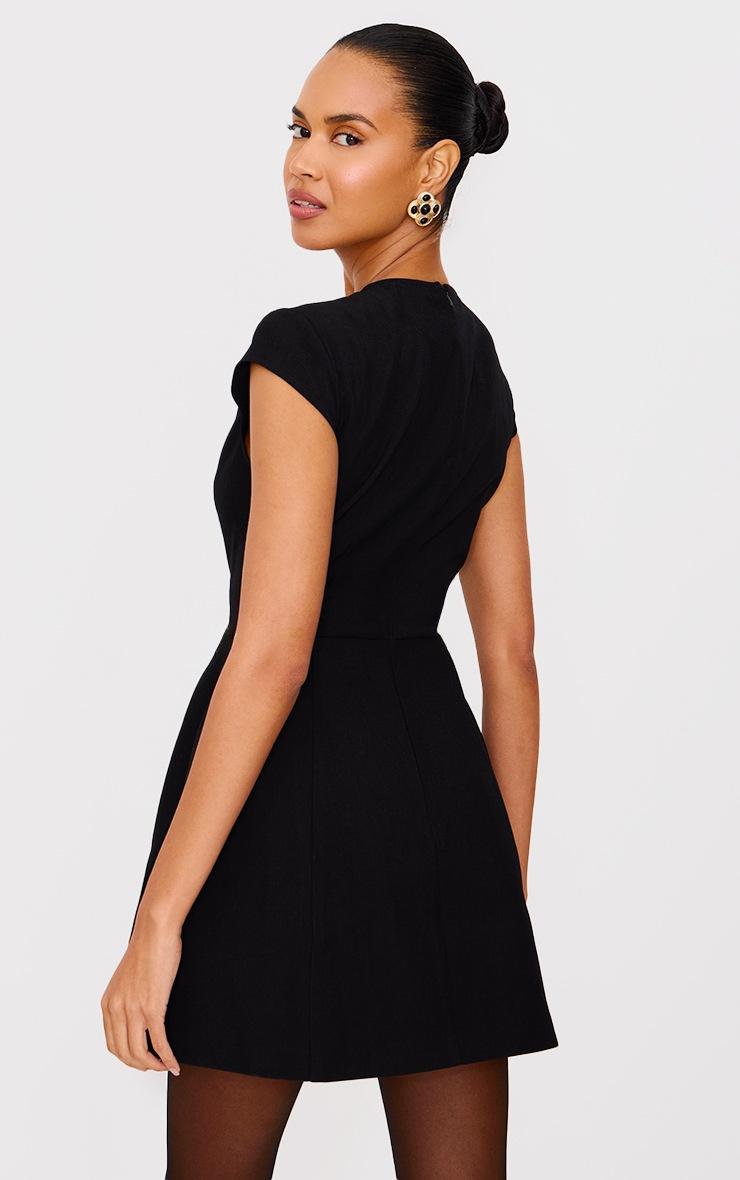 Pretty Little Thing Black Cap Sleeve Mini Curved Shift Dress