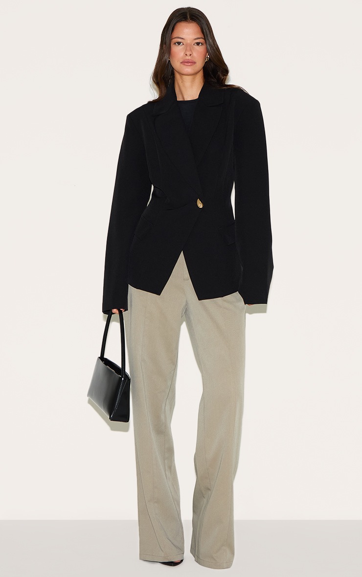 Pretty Little Thing Black Cinched Waist Lapel Point Detail Blazer