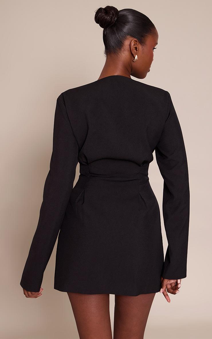 Pretty Little Thing Black Cinched Waist Pleated Blazer Dress