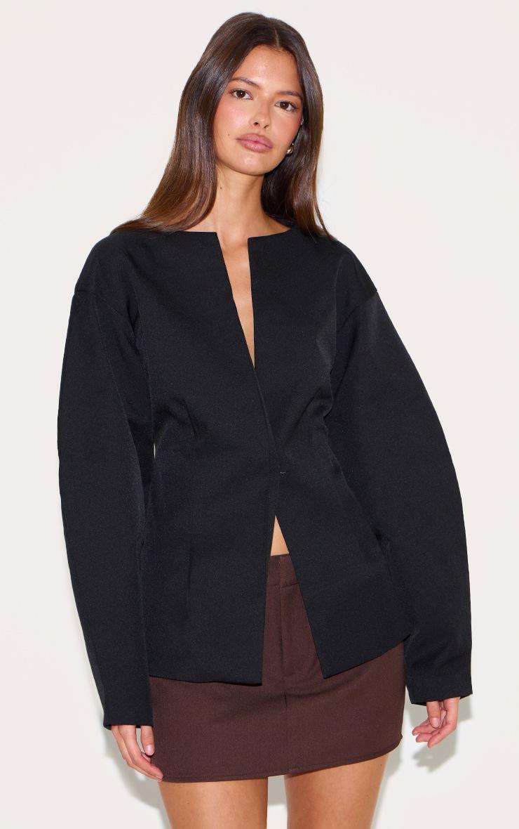 Pretty Little Thing Black Cocoon Sleeve Cinched Waist Blazer