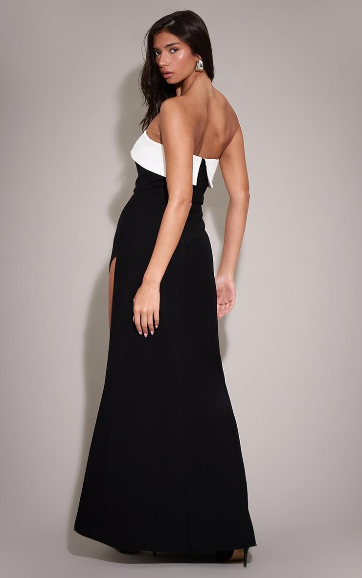 Pretty Little Thing Black Contrast Bandeau High Split Maxi Dress