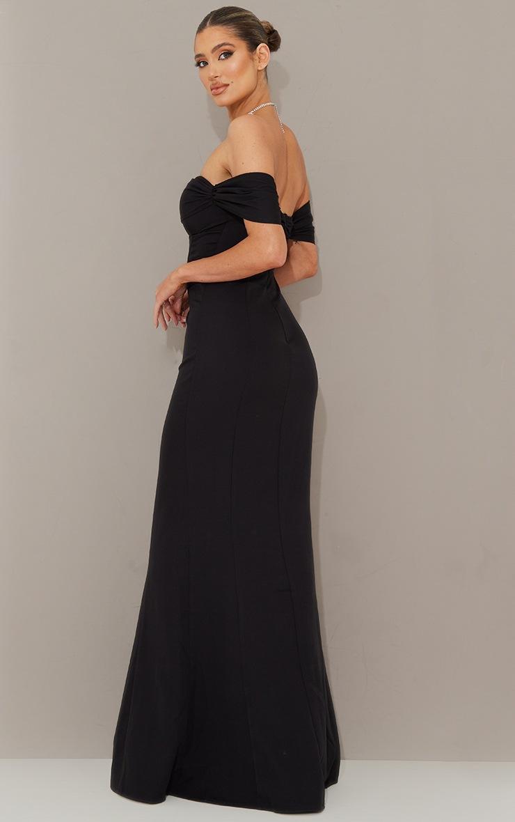 Pretty Little Thing Black Corset Detail Bardot Bridesmaid Dress