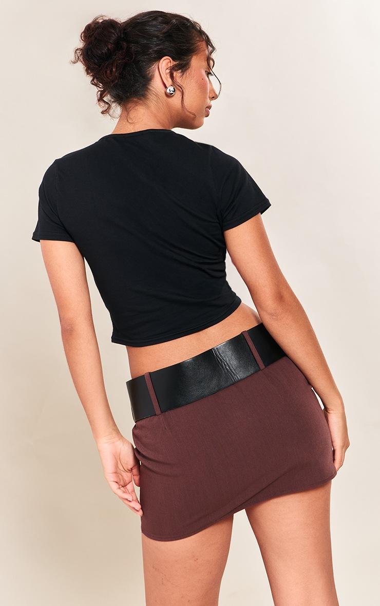 Pretty Little Thing Black Cotton Crew Neck Cropped Short Sleeve T-shirt