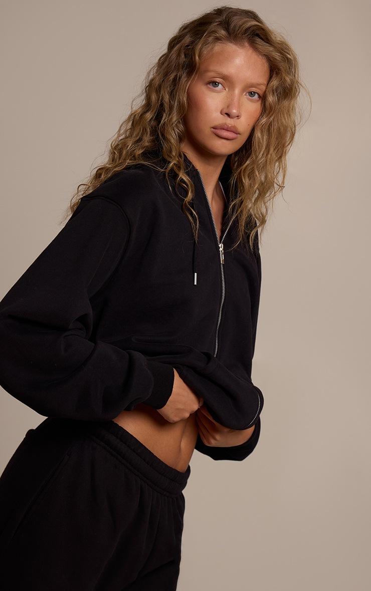 Pretty Little Thing Black Cotton Fleece Full Zip Hoodie