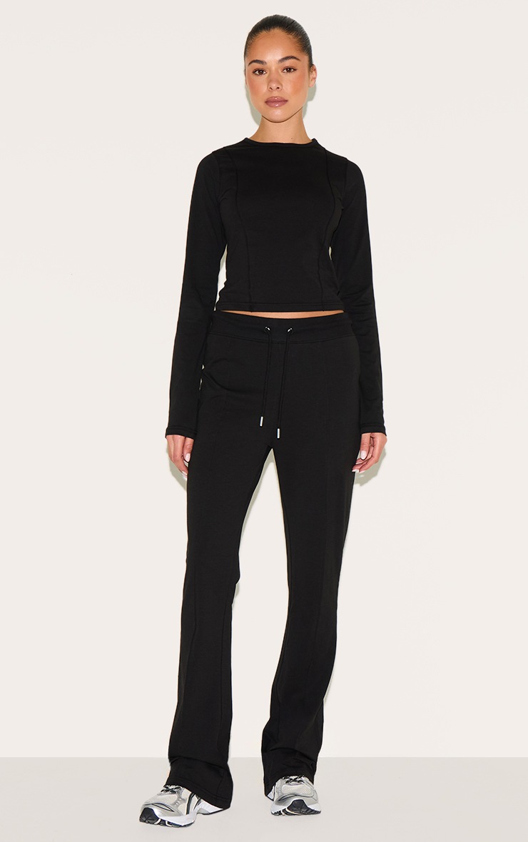 Pretty Little Thing Black Cotton Seam Detail Mid Rise Skinny Flares
