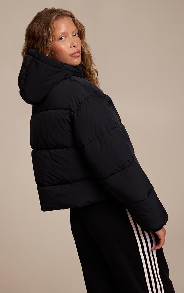 Pretty Little Thing Black Cropped Drawstring Puffer Jacket
