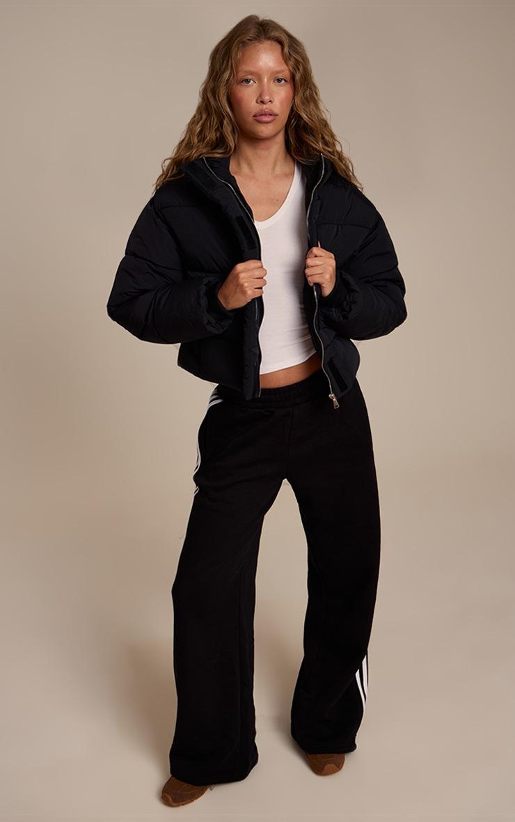 Pretty Little Thing Black Cropped Drawstring Puffer Jacket