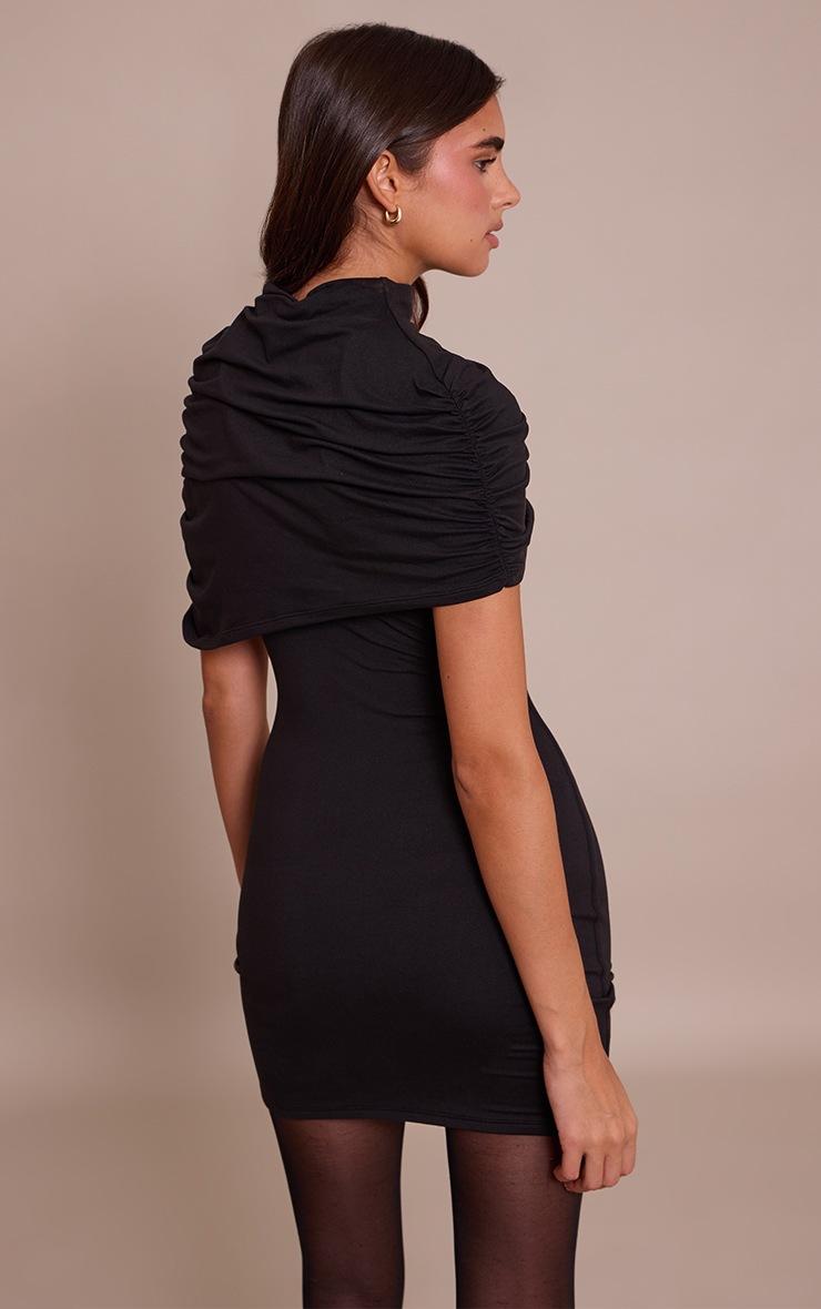 Pretty Little Thing Black Double Contour Asymmetric Overlay Detail Bodycon Dress
