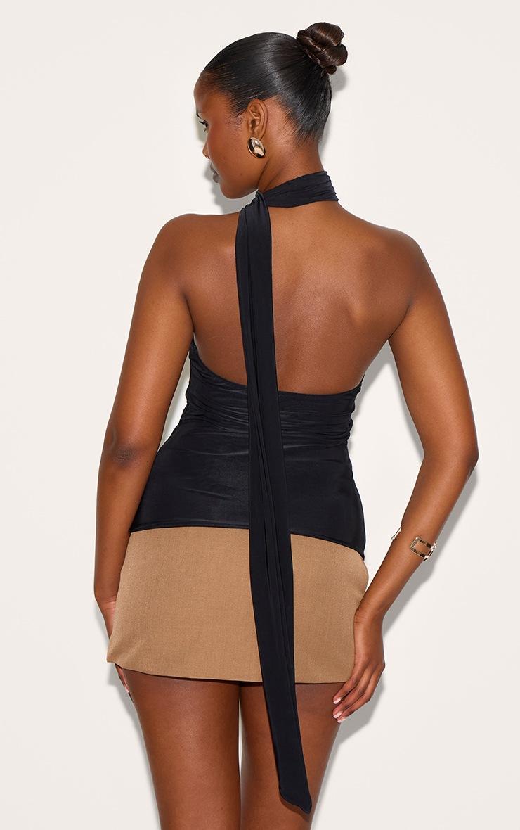 Pretty Little Thing Black Double Layer Scarf Detail Long Top