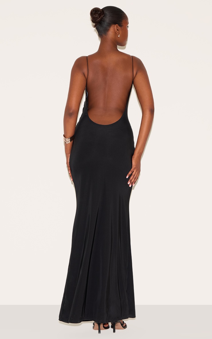Pretty Little Thing Black Double Layer Slinky Twisted Front Halter Neck Maxi Dress