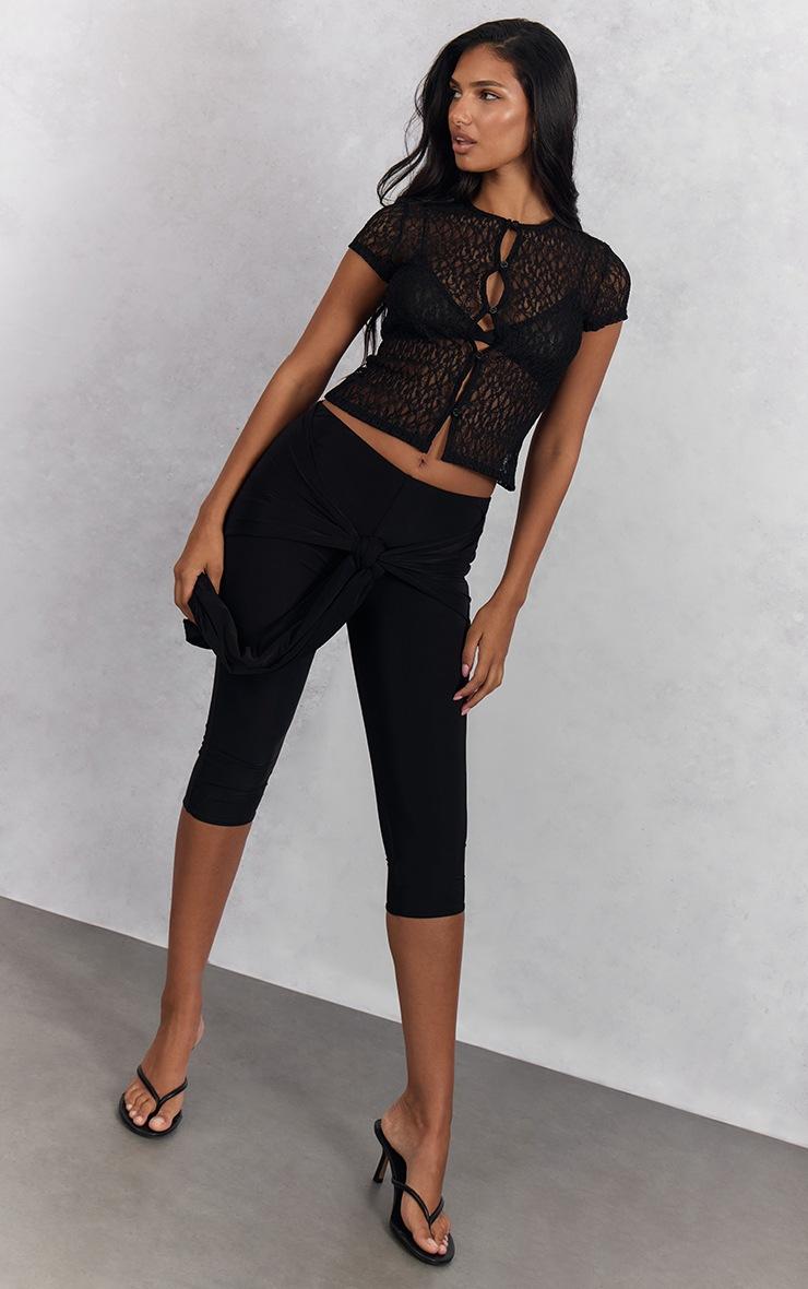 Pretty Little Thing Black Double Layer Slinky Wrap Capri's