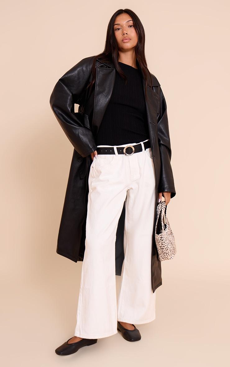 Pretty Little Thing Black Faux Leather Maxi Trench Coat
