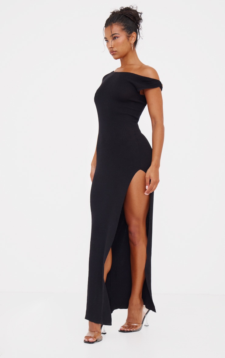 Pretty Little Thing Black Fine Knit Twist Neck Maxi Dress