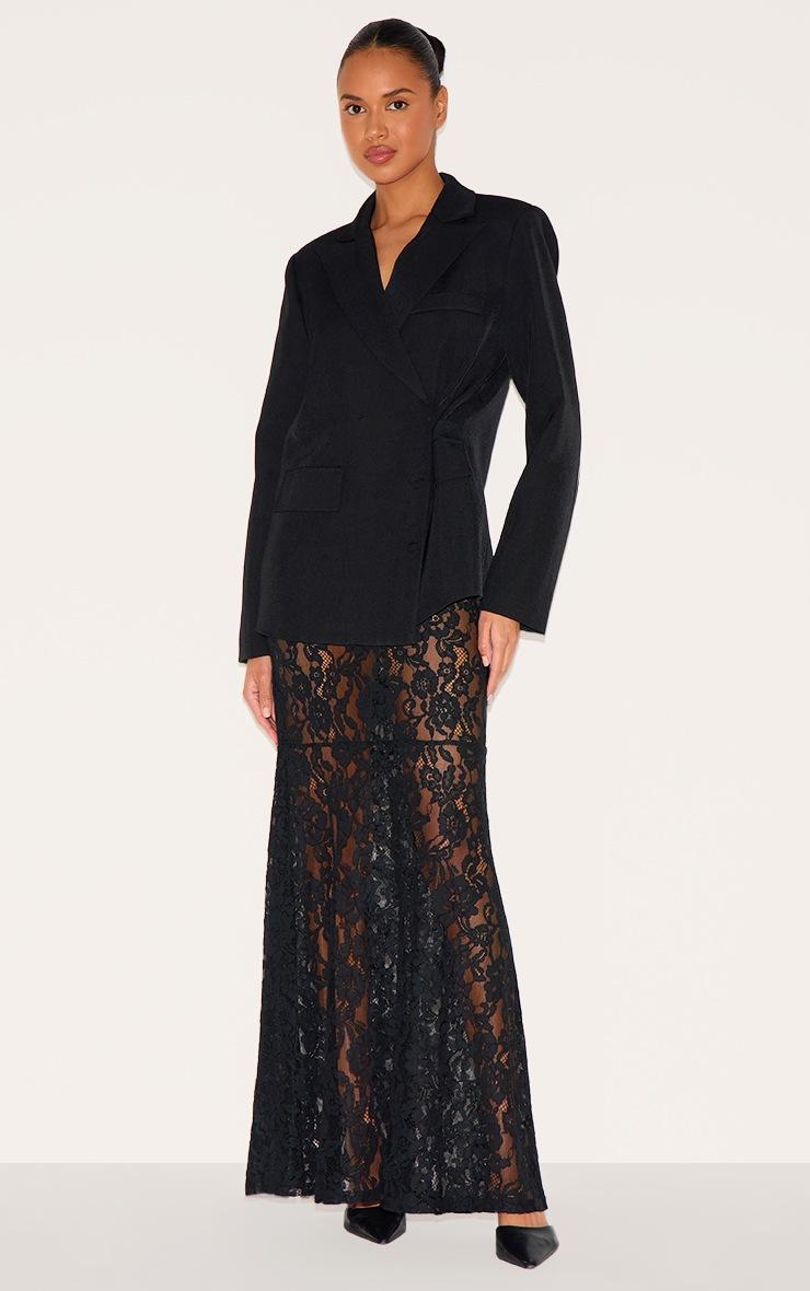 Pretty Little Thing Black Floral Lace Sheer Maxi Skirt