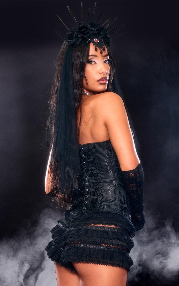 Pretty Little Thing Black Front Ribbon Hook & Eye Corset