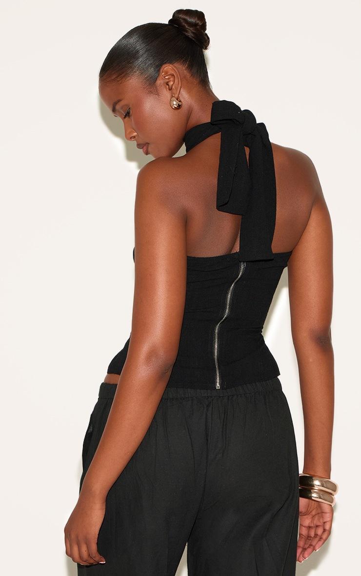 Pretty Little Thing Black Halterneck Lightweight Woven Top