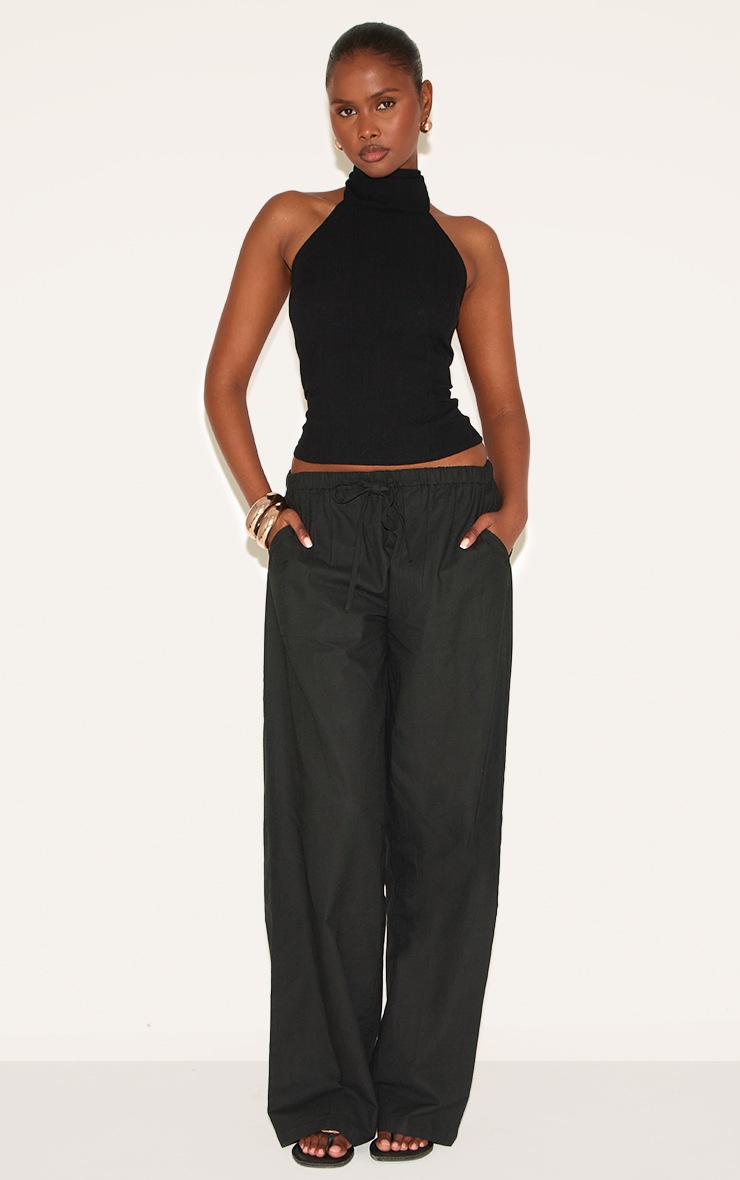 Pretty Little Thing Black Halterneck Lightweight Woven Top