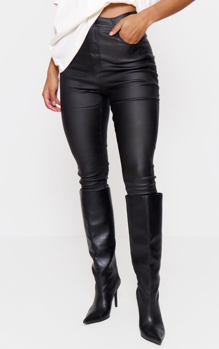 Pretty Little Thing Black Hourglass Coated Skinny Jeans