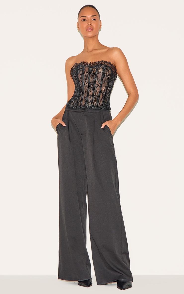 Pretty Little Thing Black Lace Boned Lace Up Back Corset