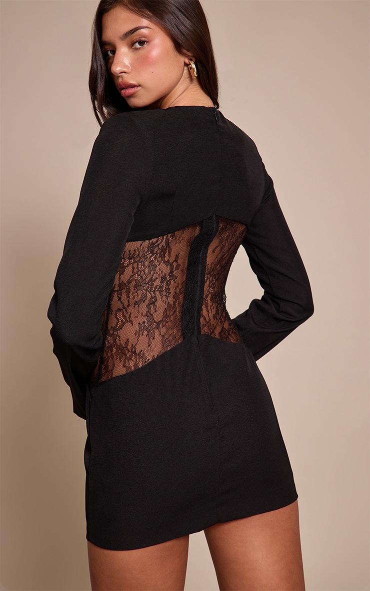 Pretty Little Thing Black Lace Cut Out Detail Mini Dress
