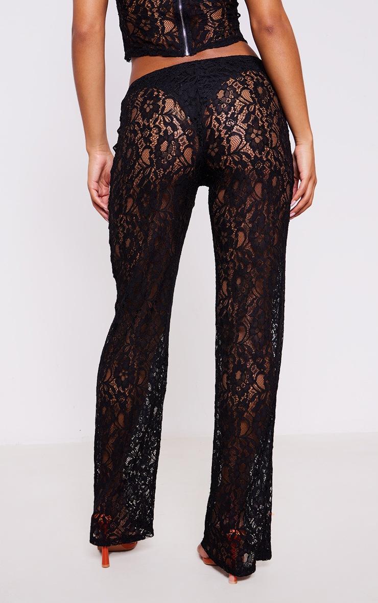 Pretty Little Thing Black Lace High Waist Flared Pants