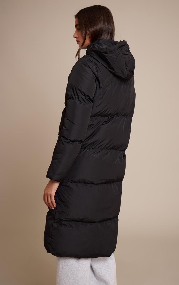 Pretty Little Thing Black Longline Hooded Puffer Coat