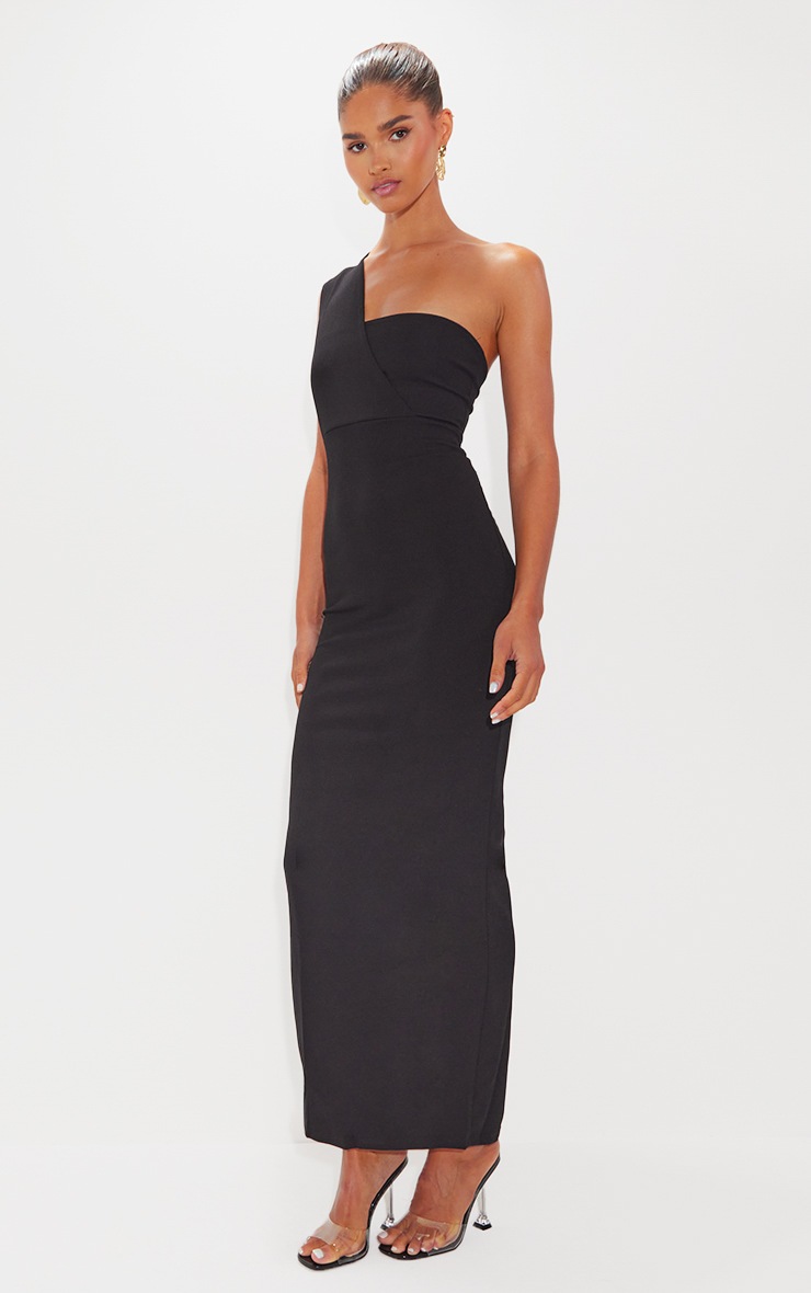 Pretty Little Thing Black One Shoulder Fitted Maxi Dress