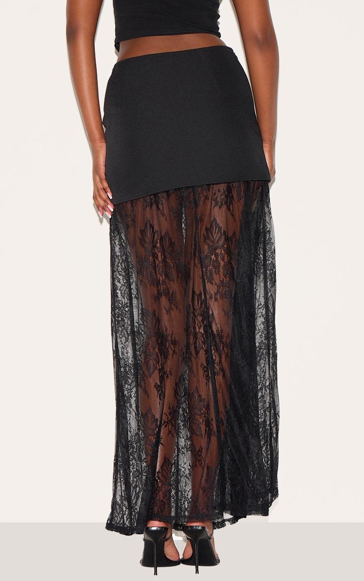 Pretty Little Thing Black Overlay Detail Lace Maxi Skirt