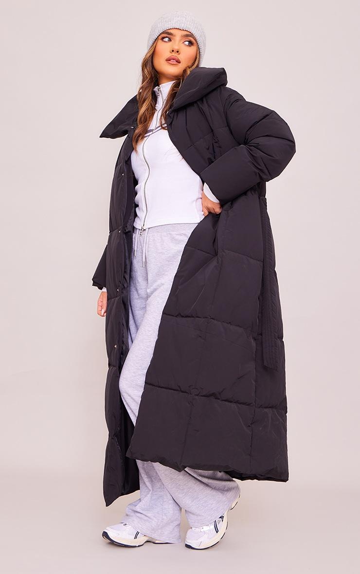 Pretty Little Thing Black Oversized Square Quilted Maxi Puffer Coat
