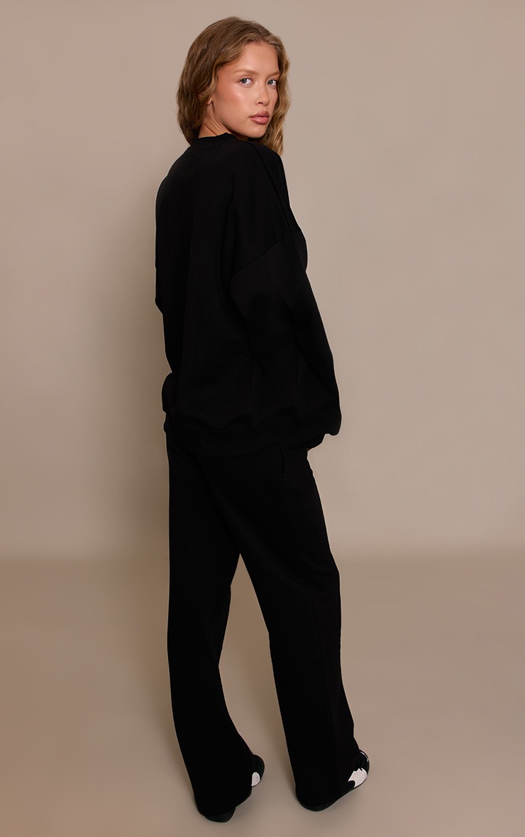 Pretty Little Thing Black Oversized Sweat Tracksuit Set