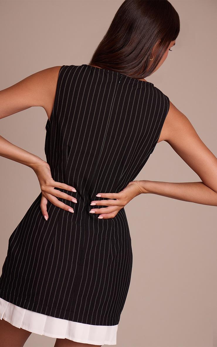 Pretty Little Thing Black Pinstripe Pleated Hem Detail Bodycon Dress