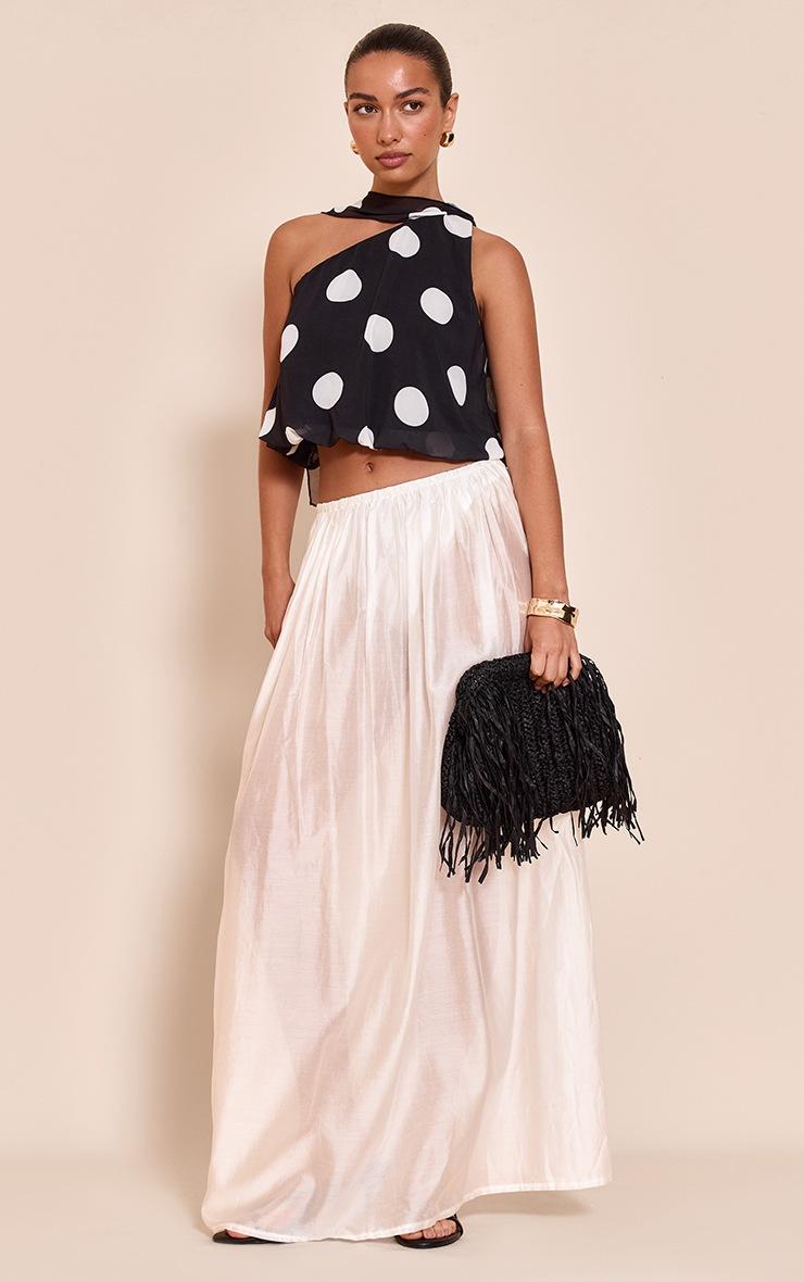 Pretty Little Thing Black Polka Dot Print Chiffon Scarf Detail Puffball