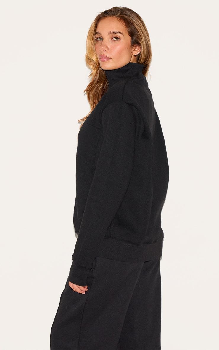 Pretty Little Thing Black Seamed Detail Zip Through Track Top