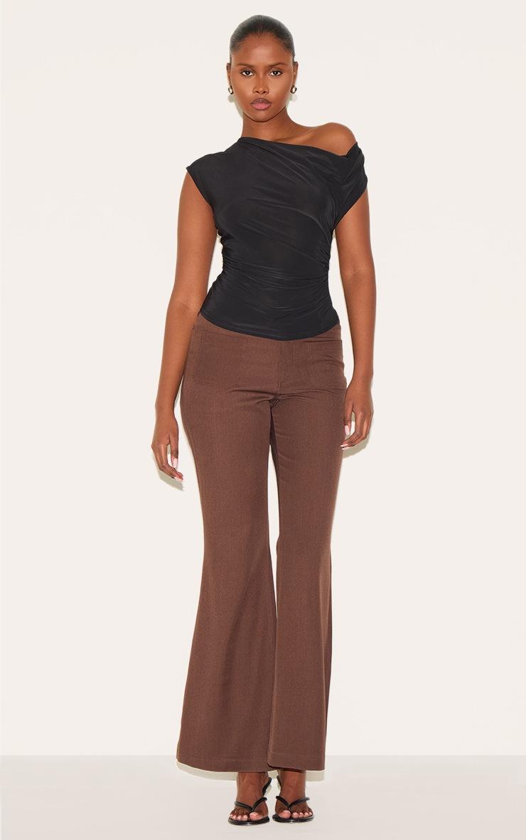 Pretty Little Thing Black Slinky Backless Asymmetric Long Top
