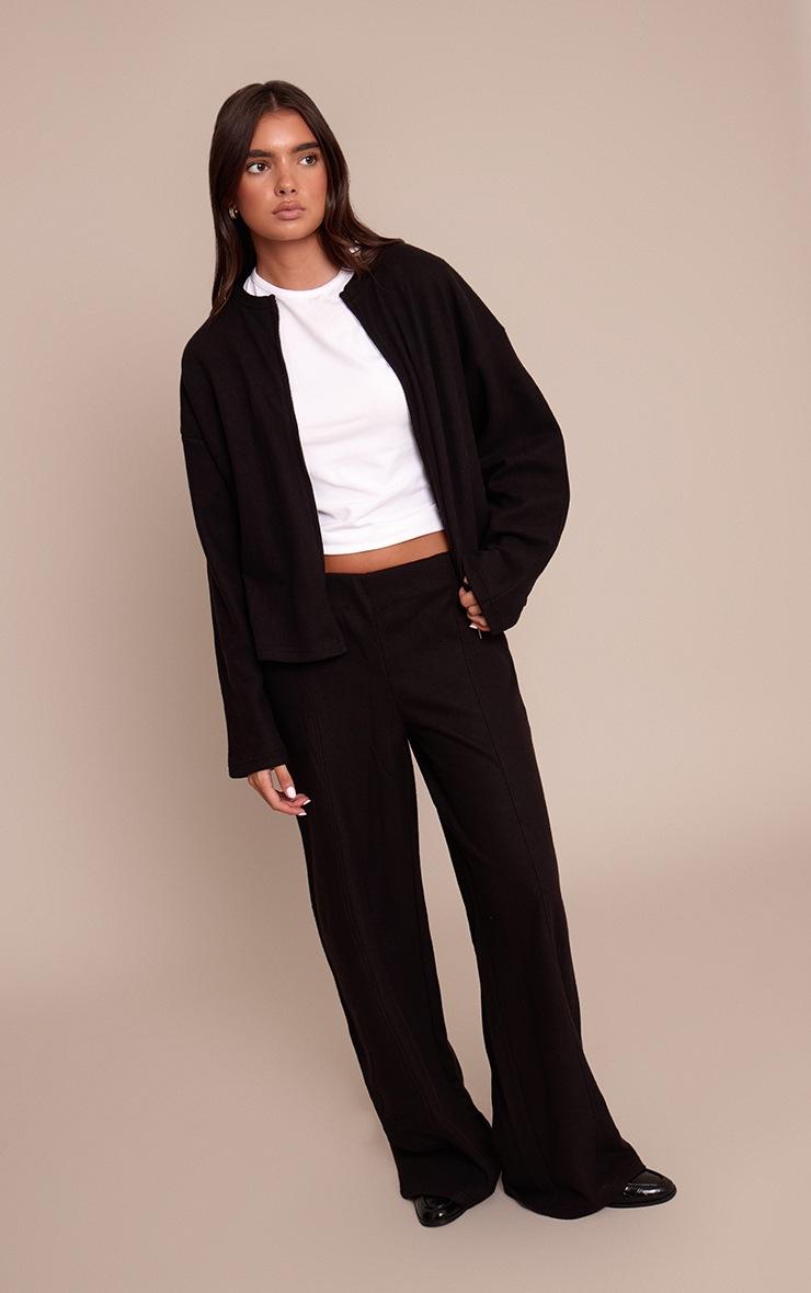 Pretty Little Thing Black Soft Cotton Zip Through Sweatshirt