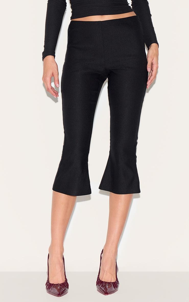 Pretty Little Thing Black Stretch Woven Flared Capri Leggings