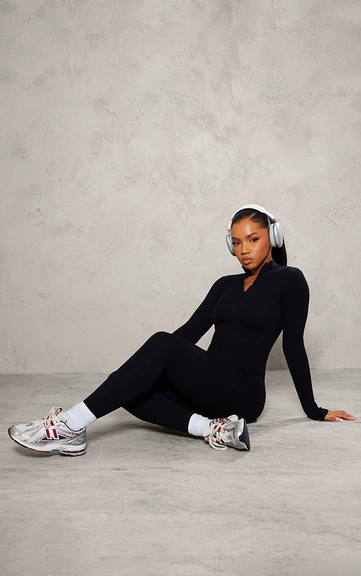 Pretty Little Thing Black Structured Snatched Rib Zip Jumpsuit Pretty Little Thing Black Structured Snatched Rib Zip Jumpsuit