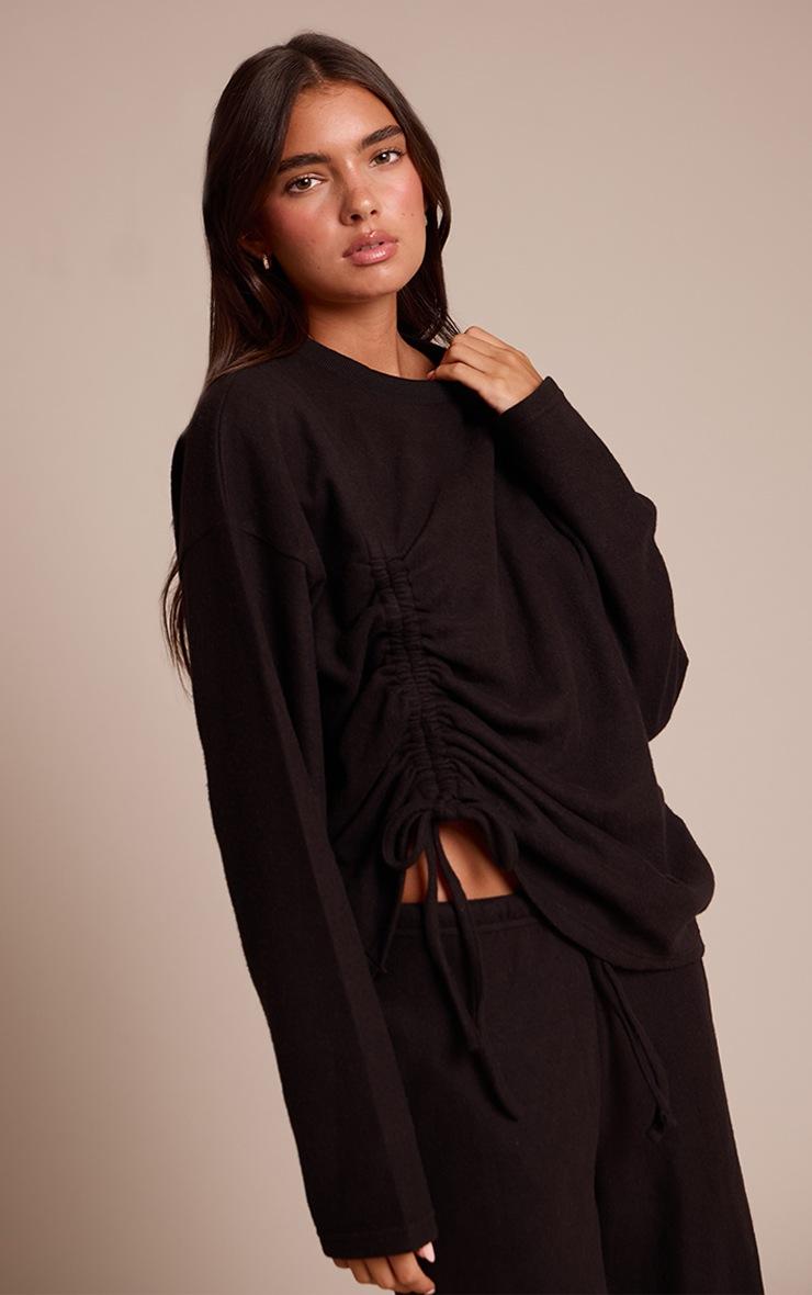 Pretty Little Thing Black Super Soft Ruched Side Top