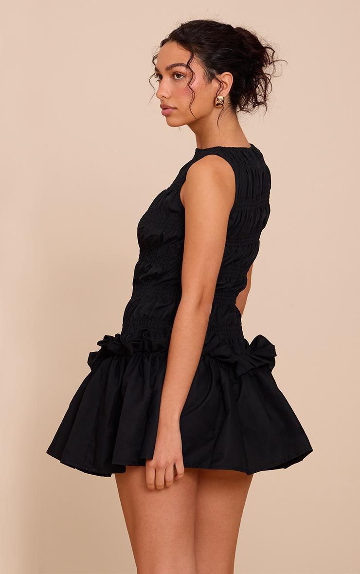 Pretty Little Thing Black Tailored Shirred Frill Shift Dress