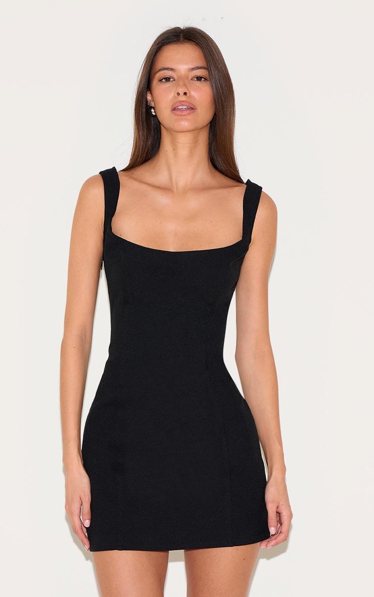 Pretty Little Thing Black Tailored Square Neck Bodycon Dress