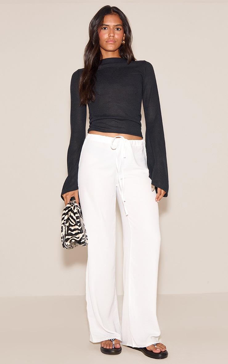 Pretty Little Thing Black Textured Extreme Flute Sleeve Long Top