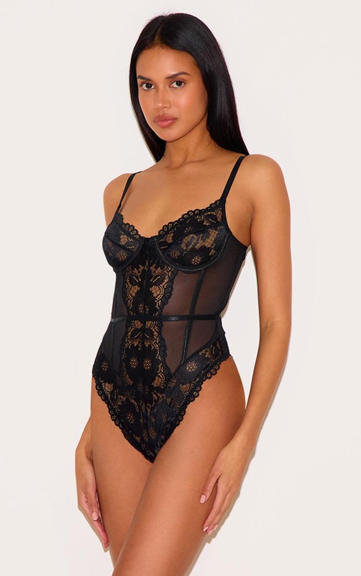 Pretty Little Thing Black Underwired Cage Lace Body