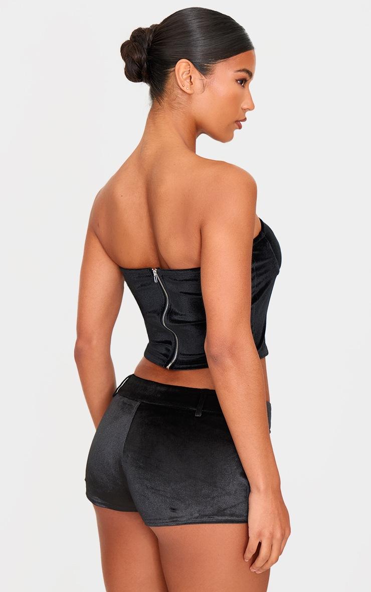 Pretty Little Thing Black Velvet Seam Detail Corset Top