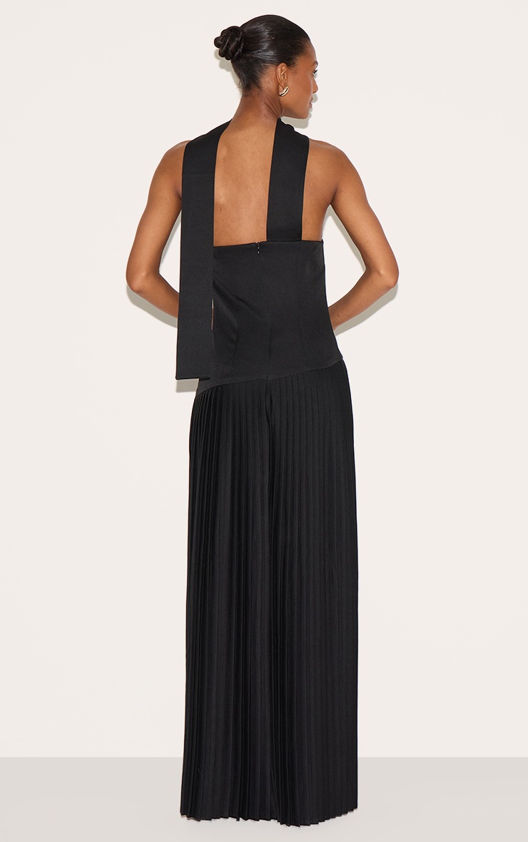 Pretty Little Thing Black Woven Asymmetric Pleated Maxi Dress