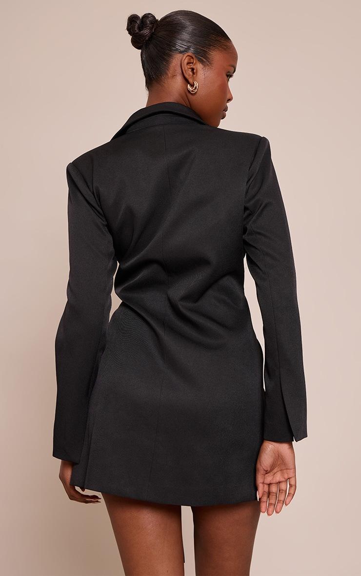 Pretty Little Thing Black Woven Blazer Side Tie Mini Dress