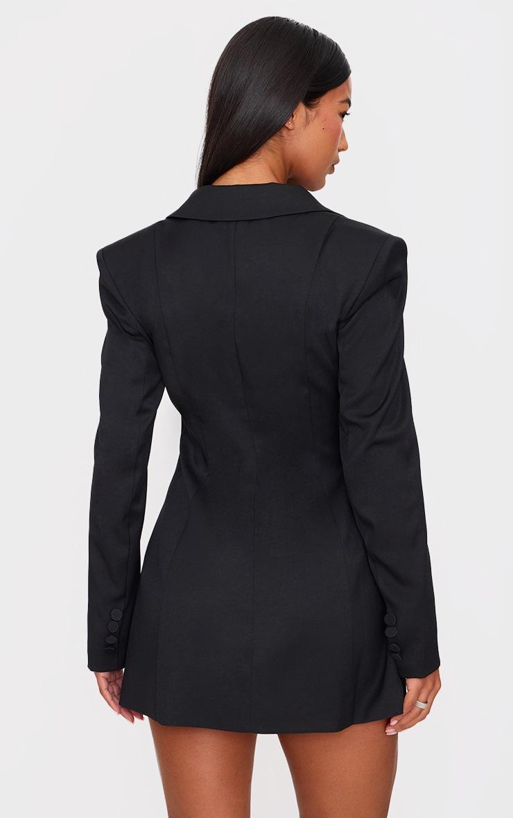Pretty Little Thing Black Woven Cinched Waist Blazer Dress