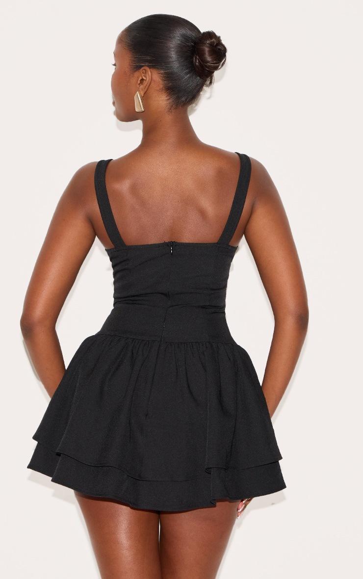 Pretty Little Thing Black Woven Corset Detail Skater Skort Romper