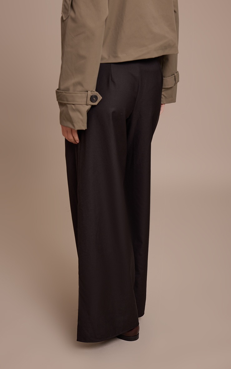 Pretty Little Thing Black Woven Double Pleat Wide Leg Pants